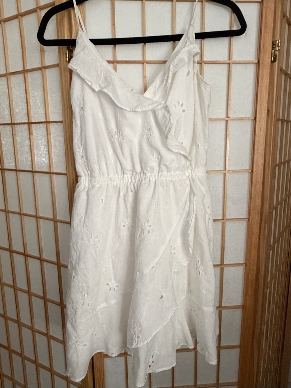 Express White Embroidered Ruffled Sundress